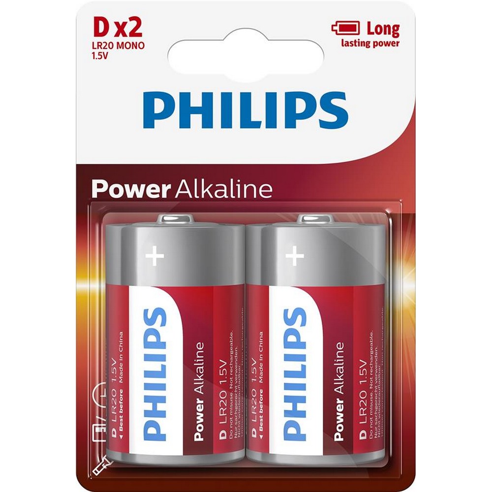 Батарейка Philips Power Alkaline [LR20P2B/10]