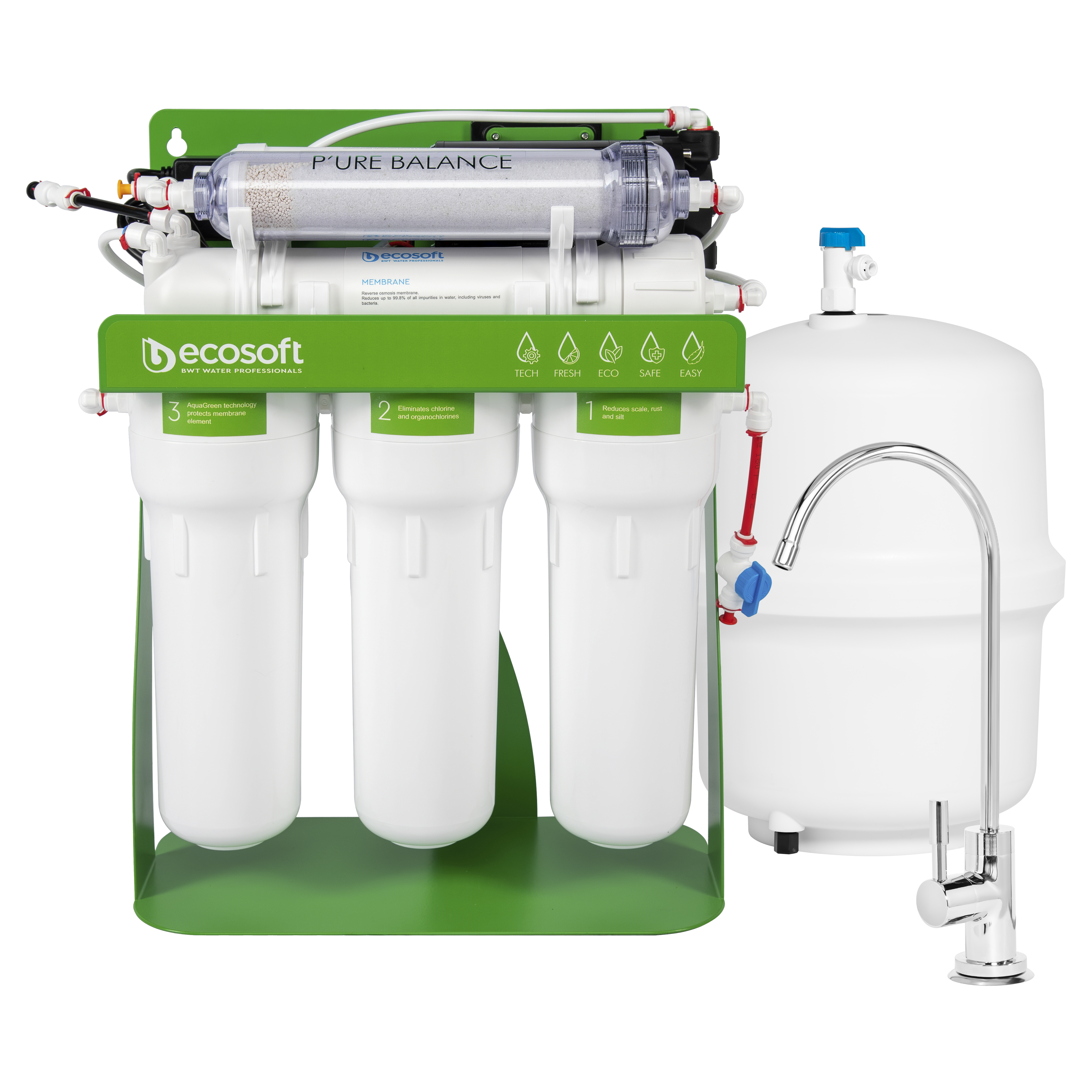 Фильтр для очистки воды в квартире Ecosoft P'ure Balance MO675MBALPSECO на металлической раме с помпой