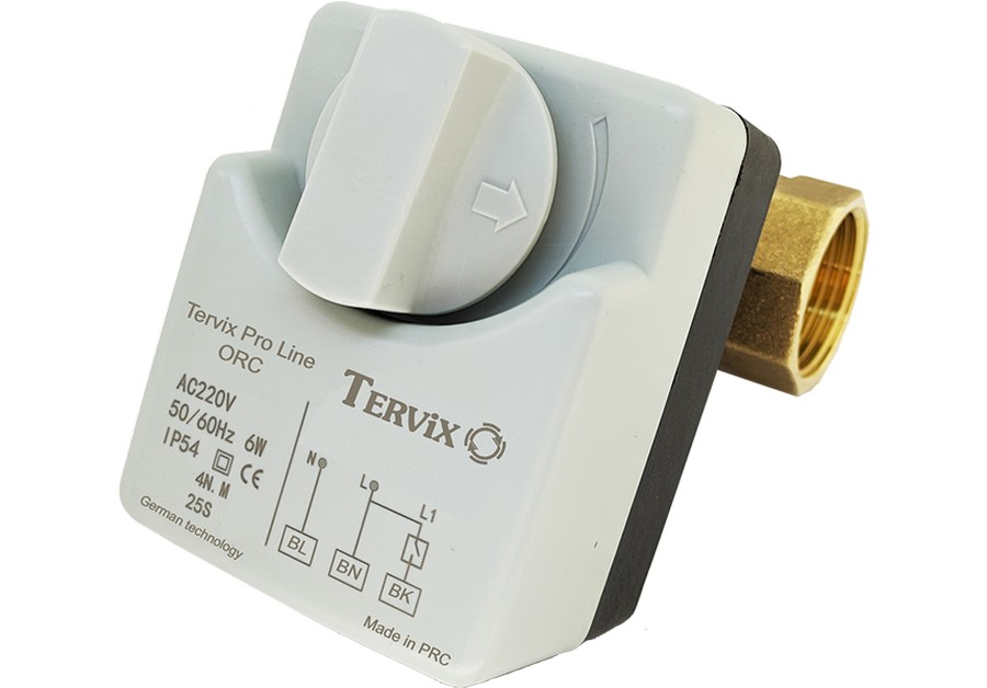 Купить 2-х ходовой шаровой клапан с электроприводом Tervix Pro Line ORC (нормально закрытый, 230В) (DN20) 201022 в Луцке