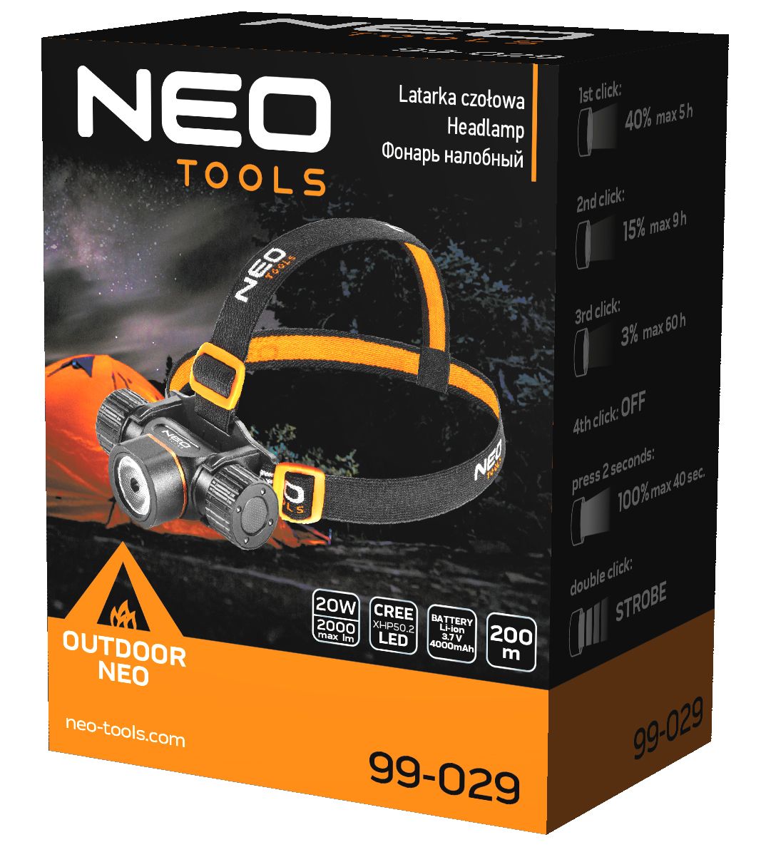 Налобний ліхтарик Neo Tools 99-029 інструкція - зображення 6