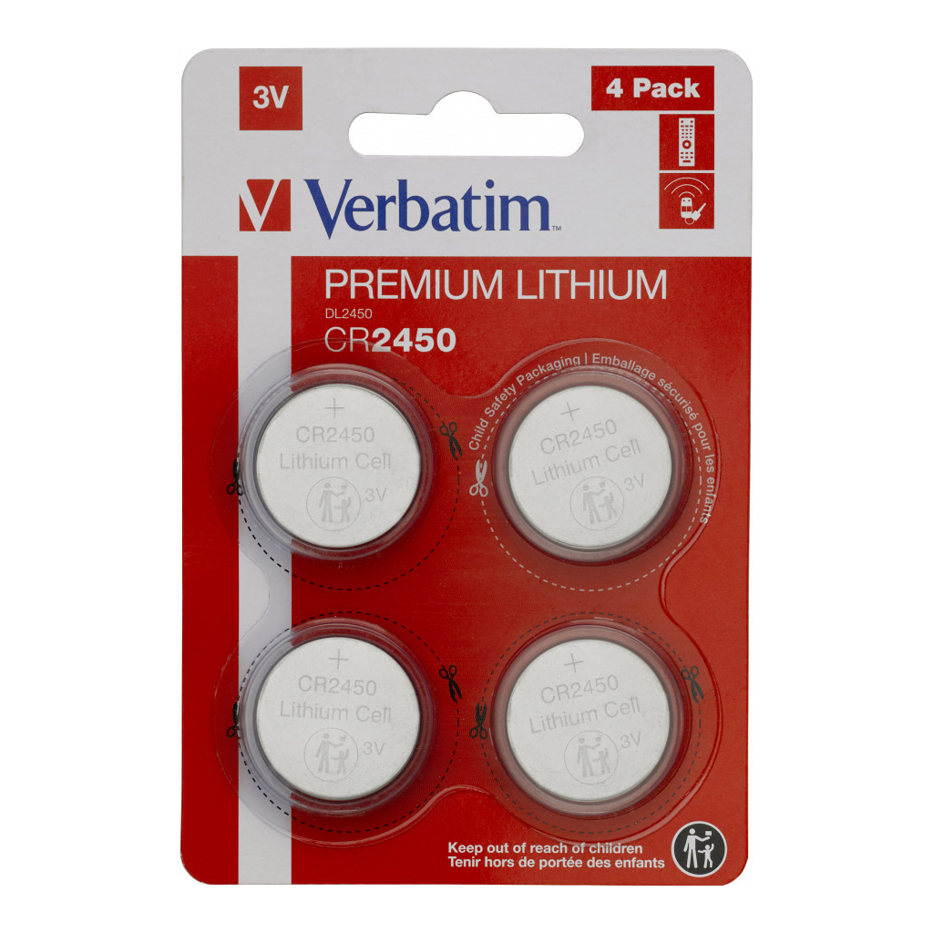 Купить батарейка Verbatim CR 2450 Lithium 3V * 4 (49535) в Днепре