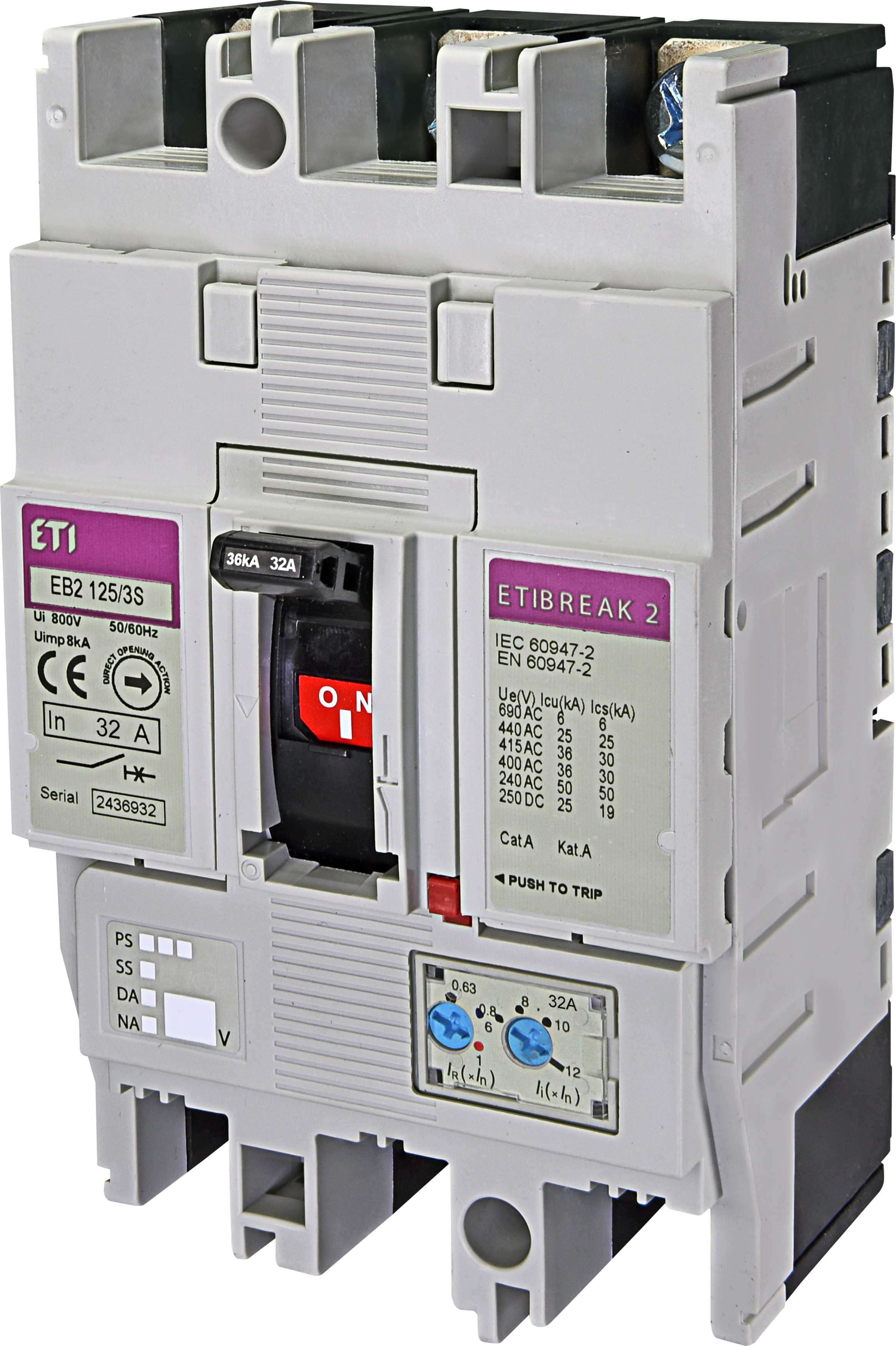 Промышленный автоматический выключатель ETI EB2 125/3S 32A 3p (004671042) в Сумах