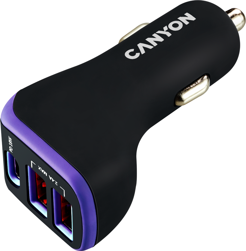 Ціна зарядний пристрій Canyon Universal 3xUSB car adapter (CNE-CCA08PU) в Києві