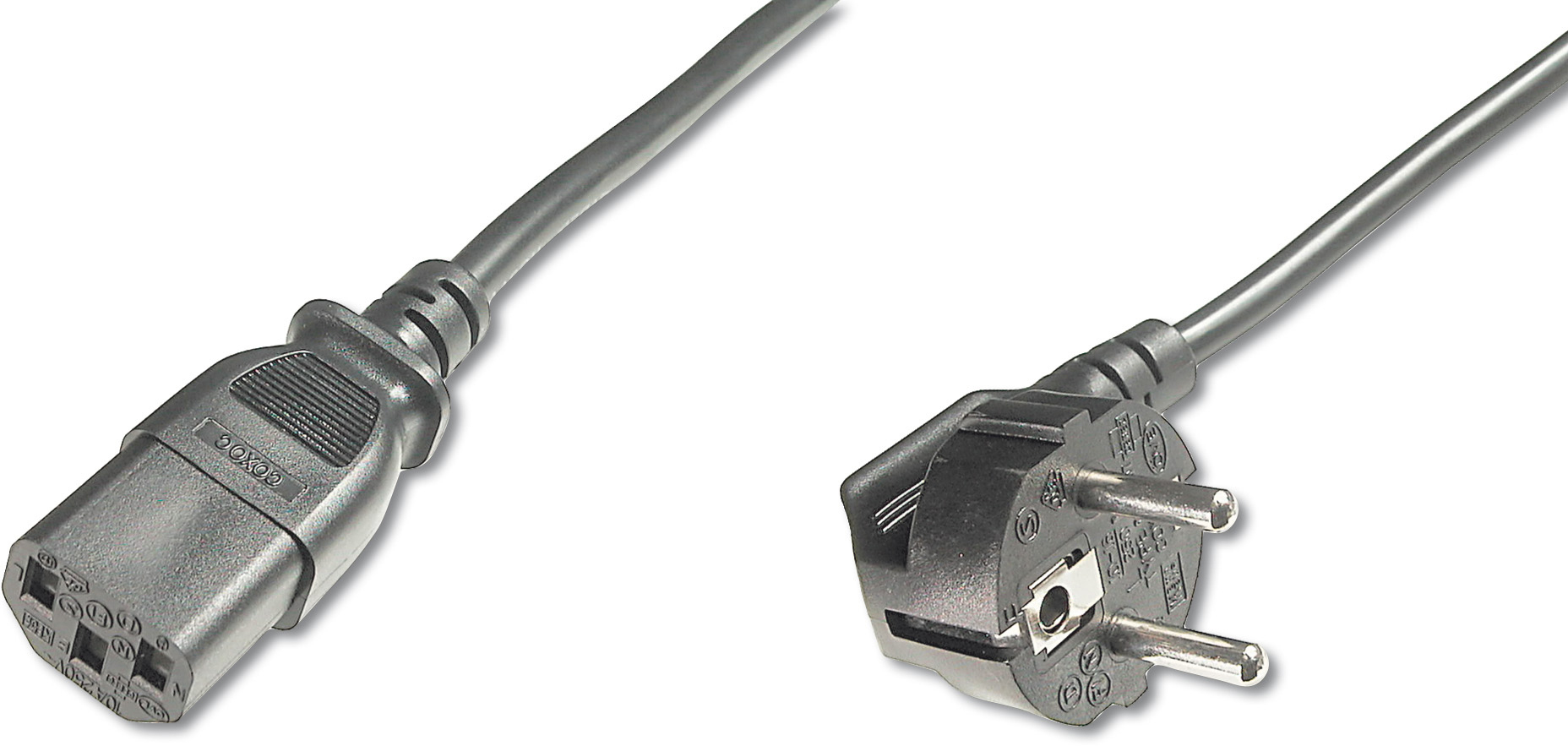 Силовой кабель Digitus Schuko 90 - C13 M/F, 1.8m, black