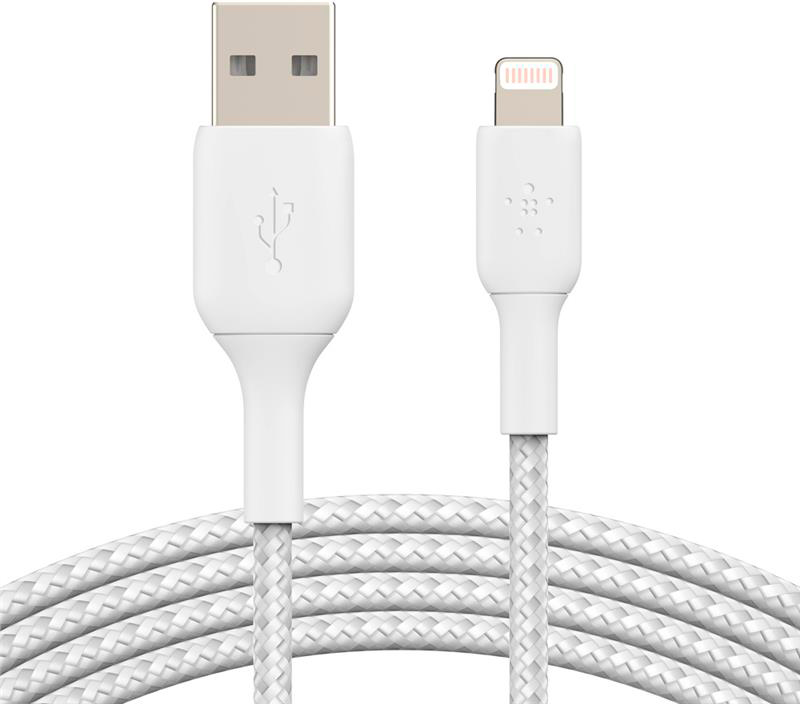 Belkin USB-A - Lightning, BRAIDED [2m, white]