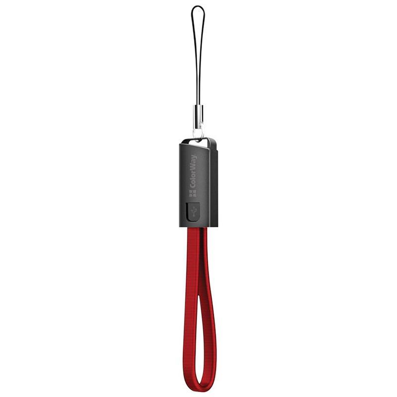 ColorWay USB-microUSB, 2.4А, 0.22м, Red (CW-CBUM022-RD)