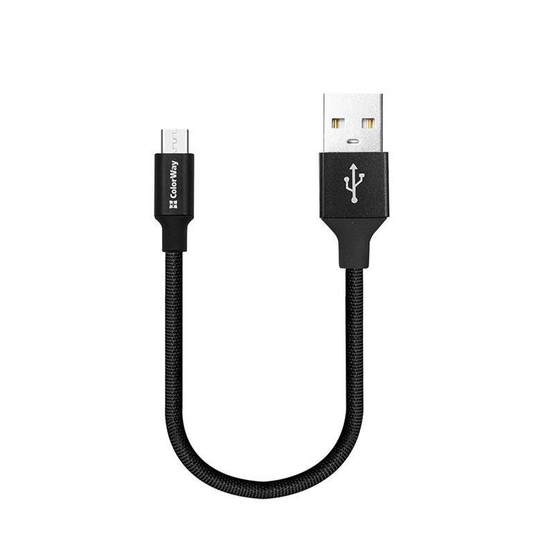 ColorWay USB-microUSB 2.4А, 0.25м, Black (CW-CBUM048-BK)