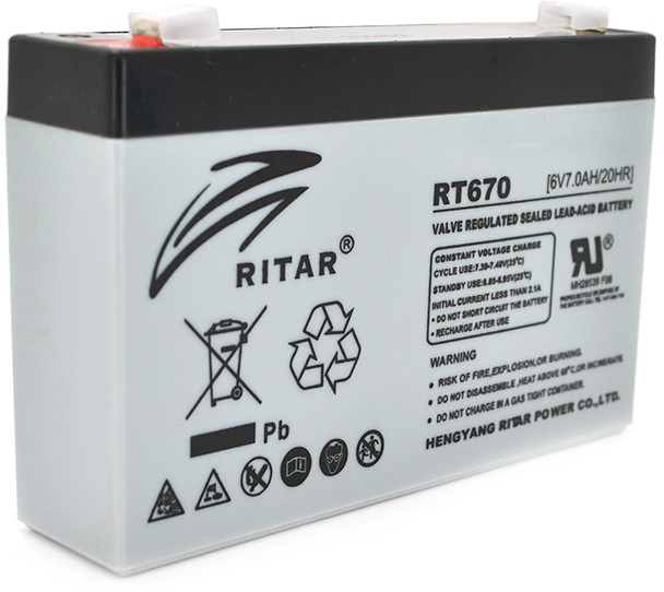 Аккумулятор свинцово-кислотный AGM Ritar RT670, 6V-7.0Ah (RT670)