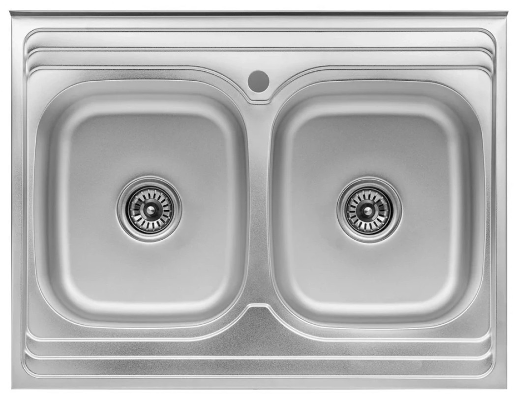 Характеристики кухонна мийка з двома чашами Kroner KRP Satin - 6080Z (0,8 мм)