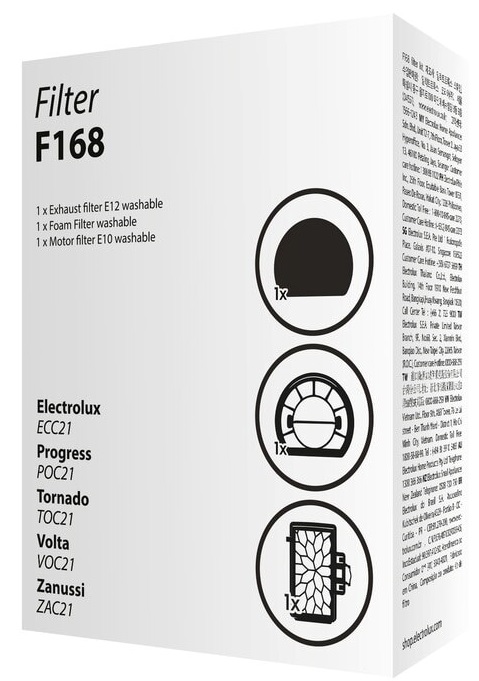 Інструкція фільтр для пилососа Electrolux F168