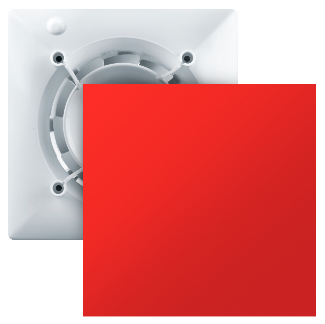 Красный вытяжной вентилятор Вентс 100 Эйс + ФП 180 Плейн красный