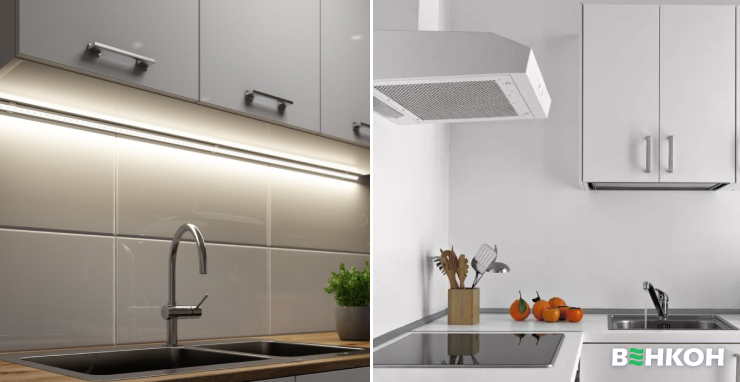 Освещение и вентиляция в кухонном пространстве