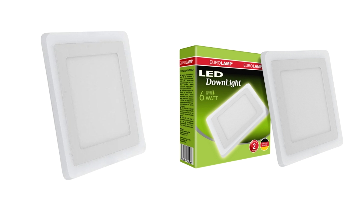Eurolamp LED 6W 4000K (white) квадратний точковий - один із найкращих світлодіодних LED світильників у рейтингу