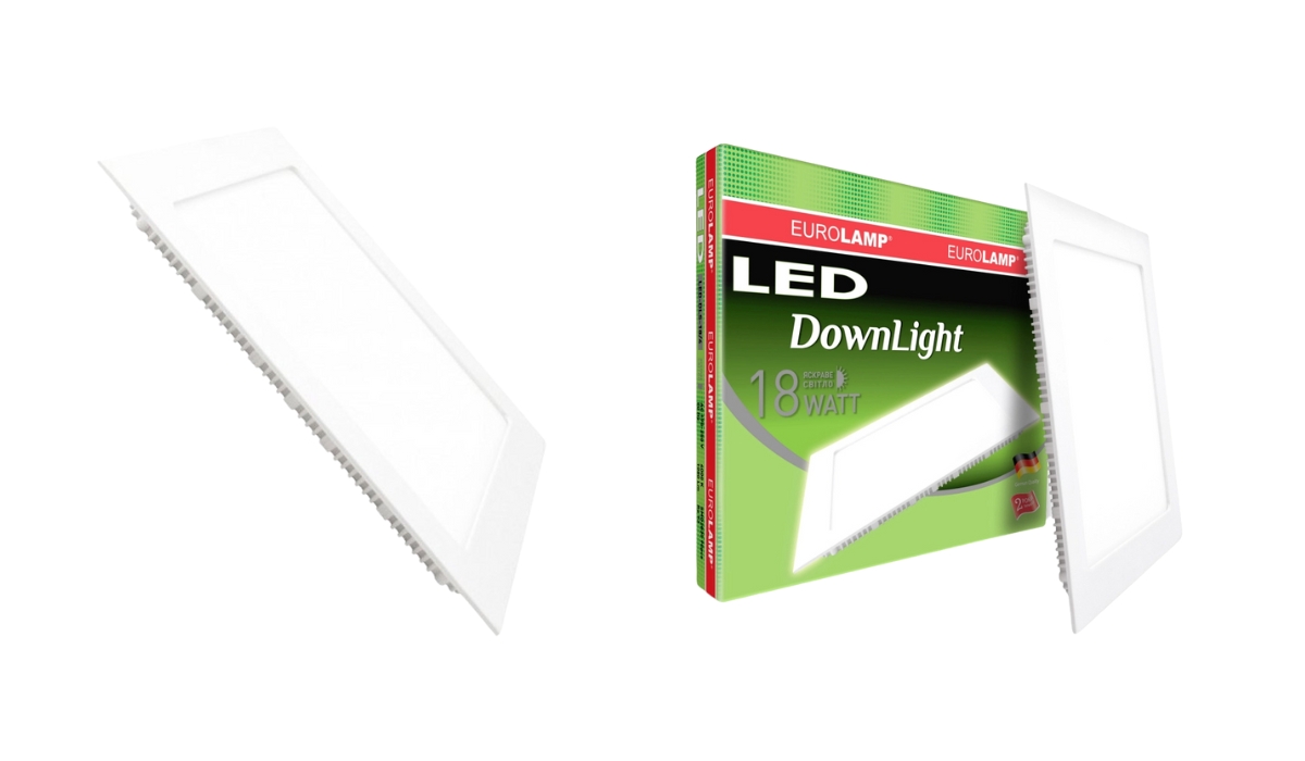 Eurolamp LED Downlight 18W 4000K квадратний - у рейтингу найкращих світлодіодних LED світильників