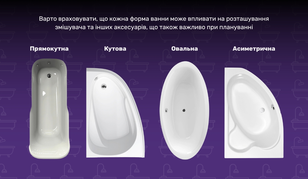 Як вибрати форму ванни: які варіанти існують
