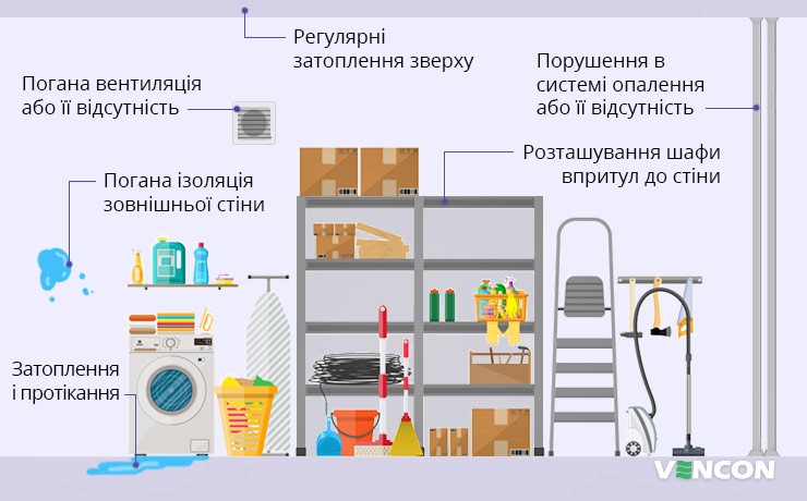 Причини появи цвілі в коморі