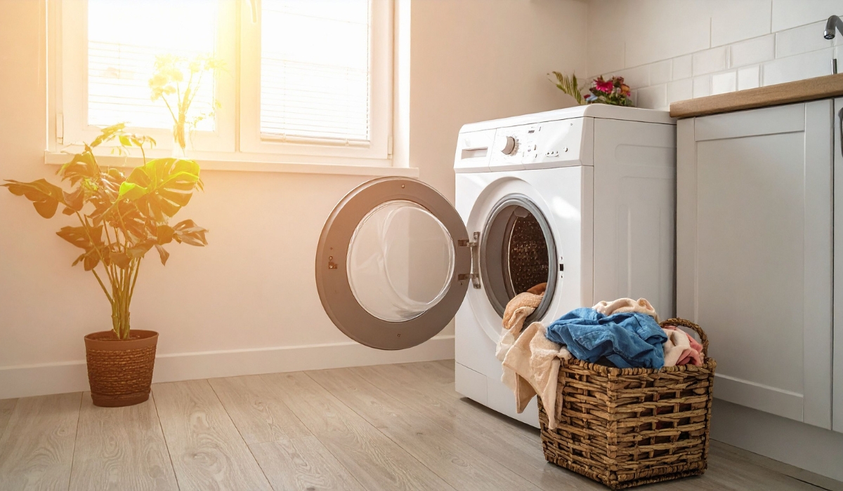 Открытые дверцы стиральной машины способствуют предотвращению появления неприятного запаха