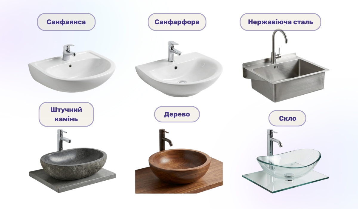 Раковини за типом матеріалу: які можуть бути варіанти