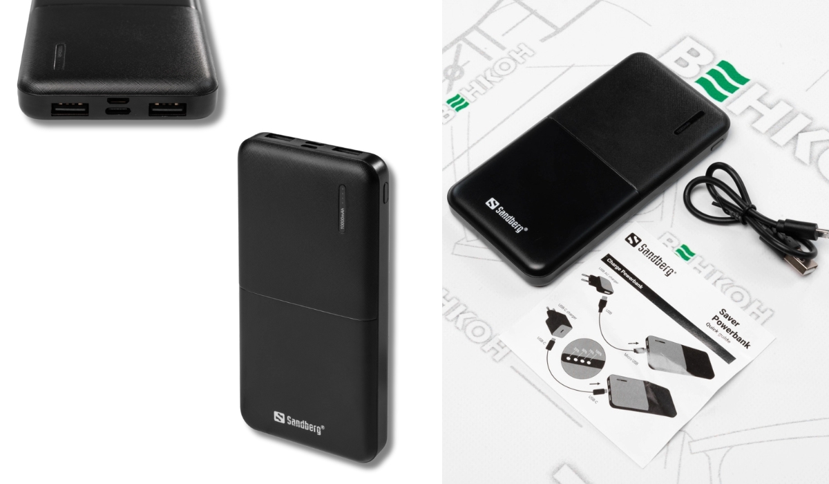 Sandberg 10000mAh Saver USB-C Micro-USB output: USB-A*2 Total 5V/2.4A (320-34) — надежный и качественный повербанк в рейтинге