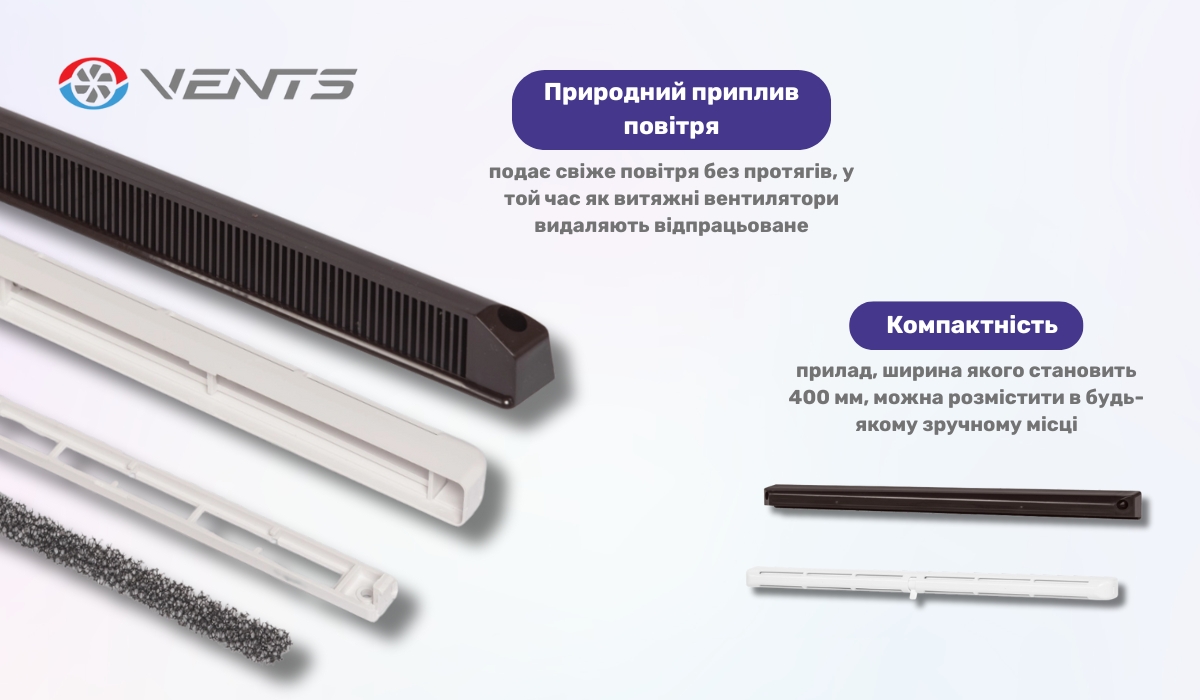 Кращій припливний клапан Вентс ПО 400 білий/коричневий