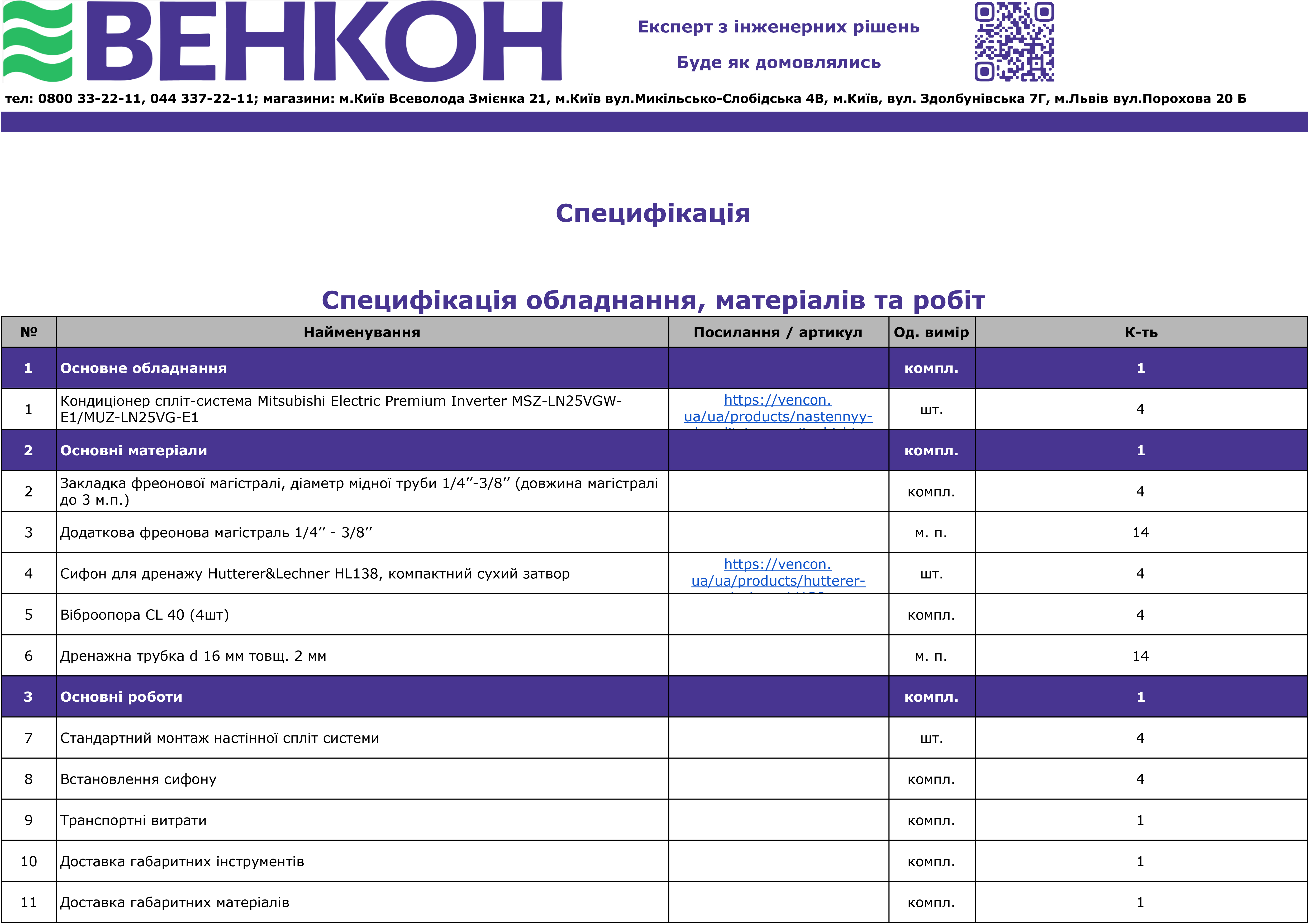 Пример 1 — Спецификация