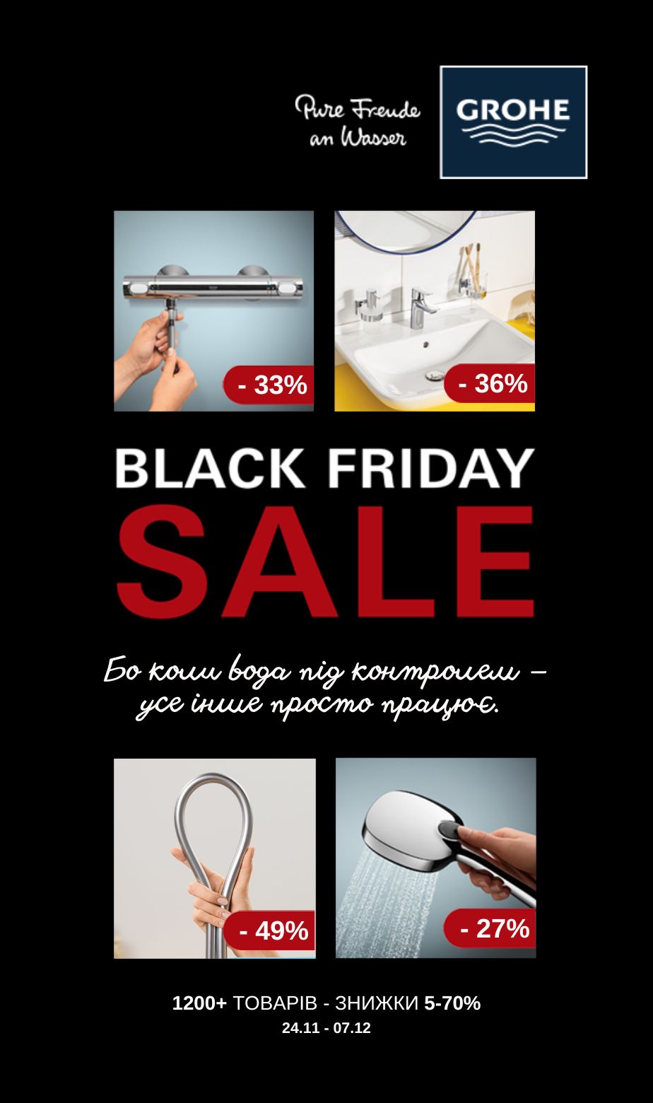 Скидки на сантехнику Grohe к Чёрной пятнице