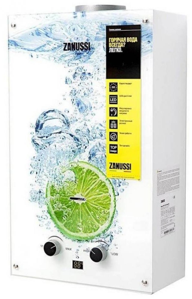Газова колонка Zanussi GWH 10 Fonte Glass Lime ціна 6499.00 грн - фотографія 2