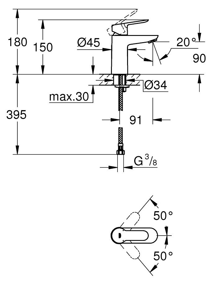 Grohe BauEdge 123265S Габаритні розміри