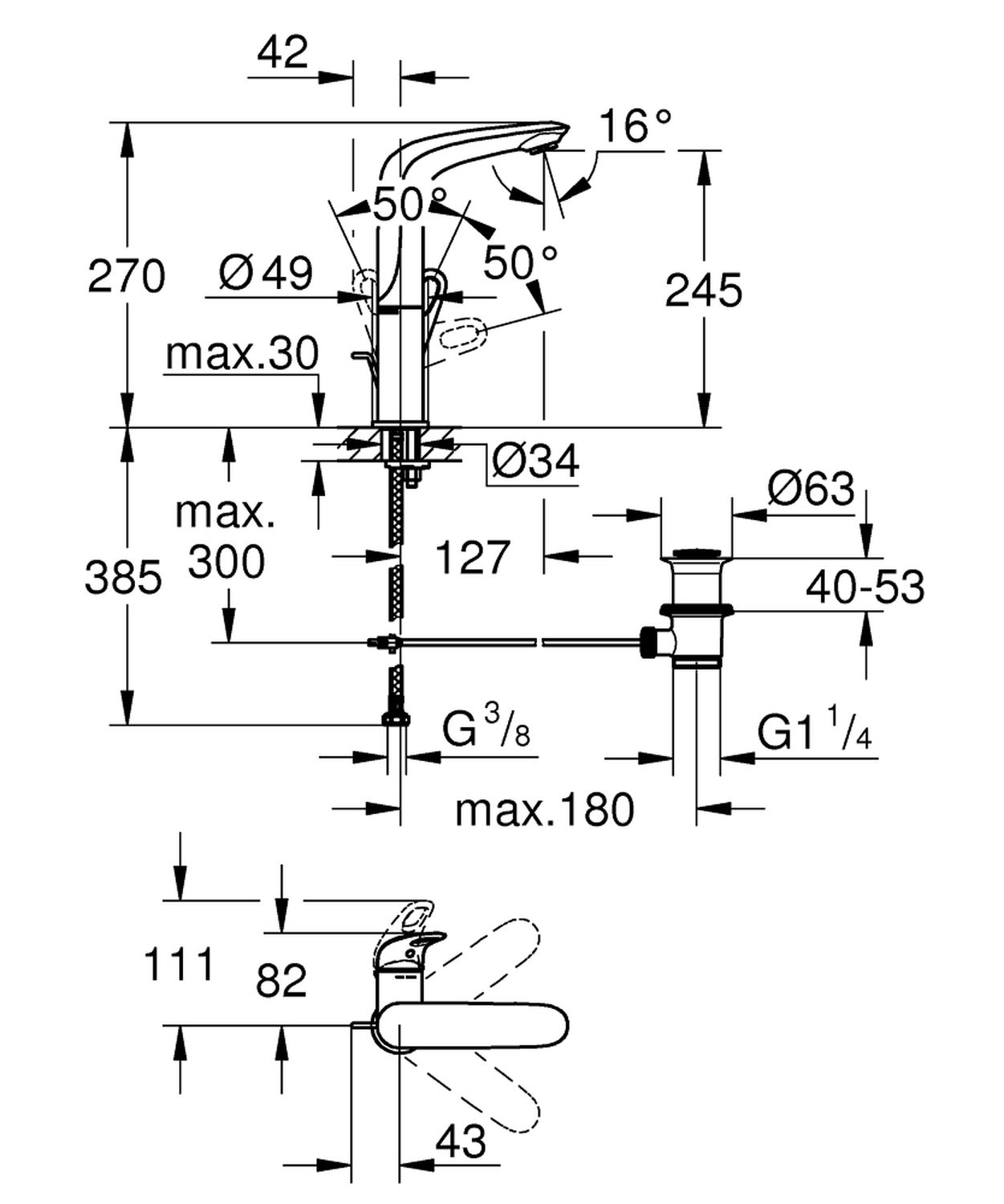 Змішувач для умивальника Grohe Eurostyle 23569003 зовнішній вигляд - фото 9