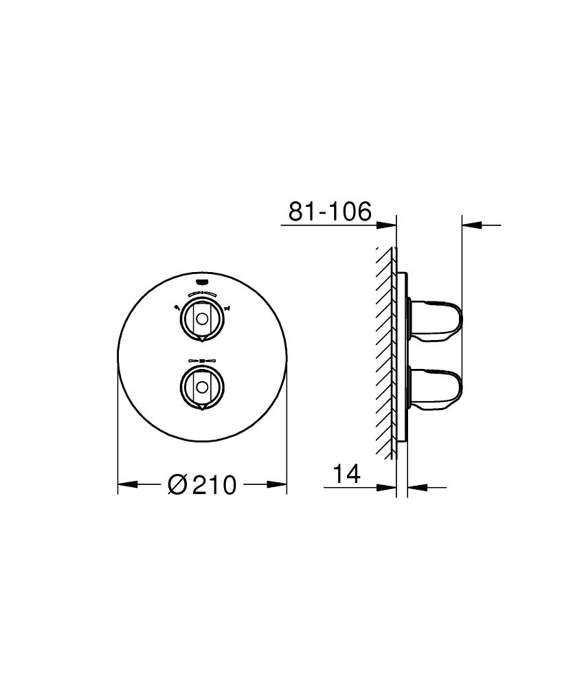 Grohe Grohtherm 1000 19986000 Габаритные размеры