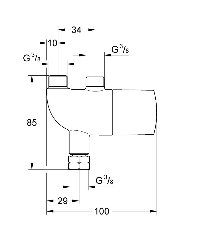 Grohe Grohtherm Micro 34487000 Габаритні розміри