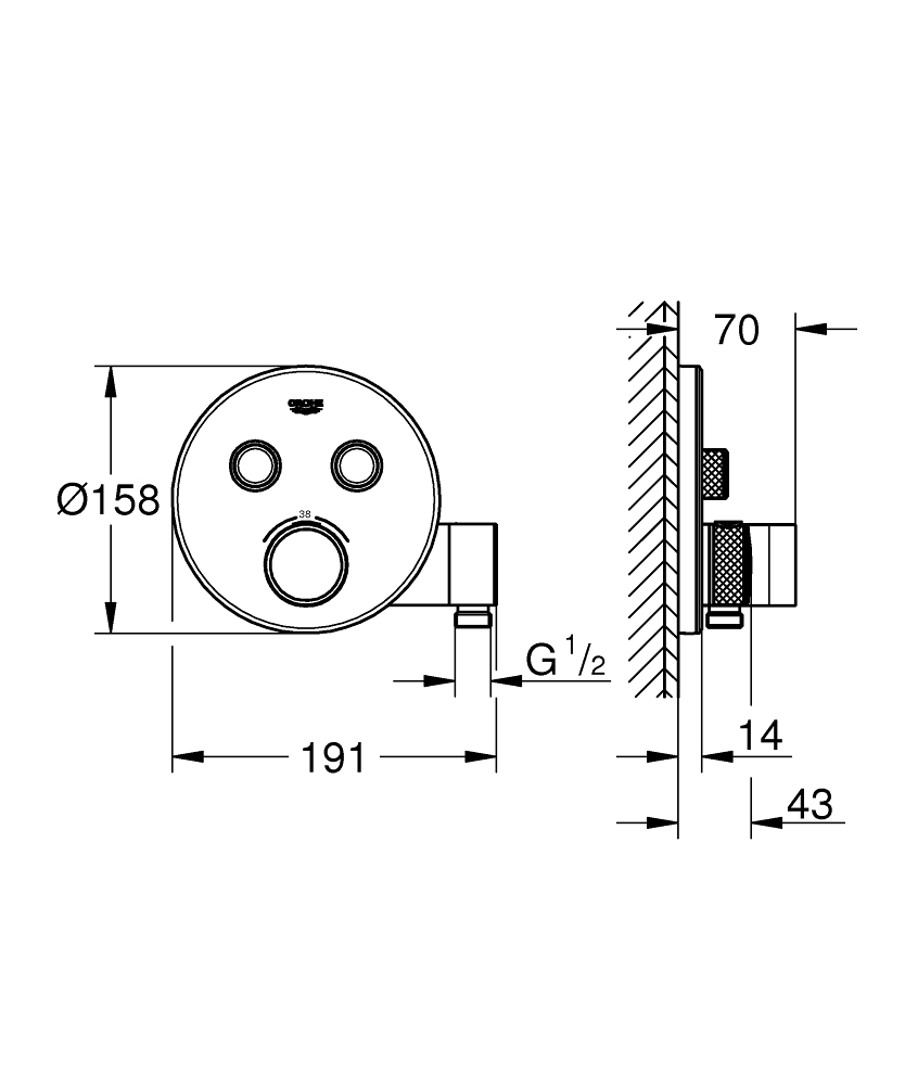 ᐉ Внешняя часть смесителя Grohe Grohtherm SmartControl 29120000 купить ...