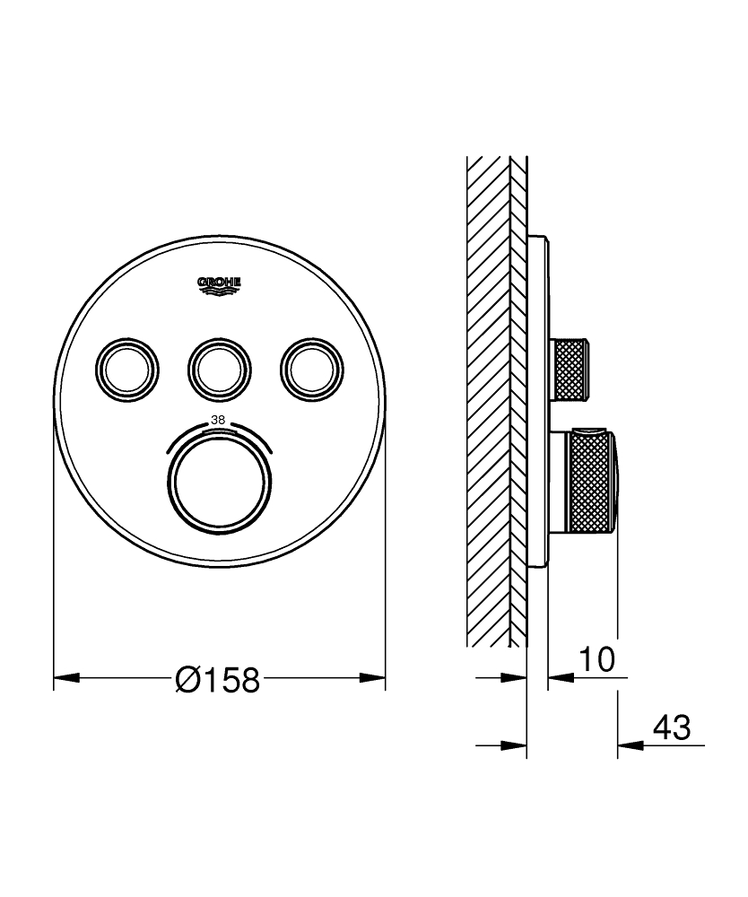 Grohe Grohtherm SmartControl 29121000 Габаритні розміри