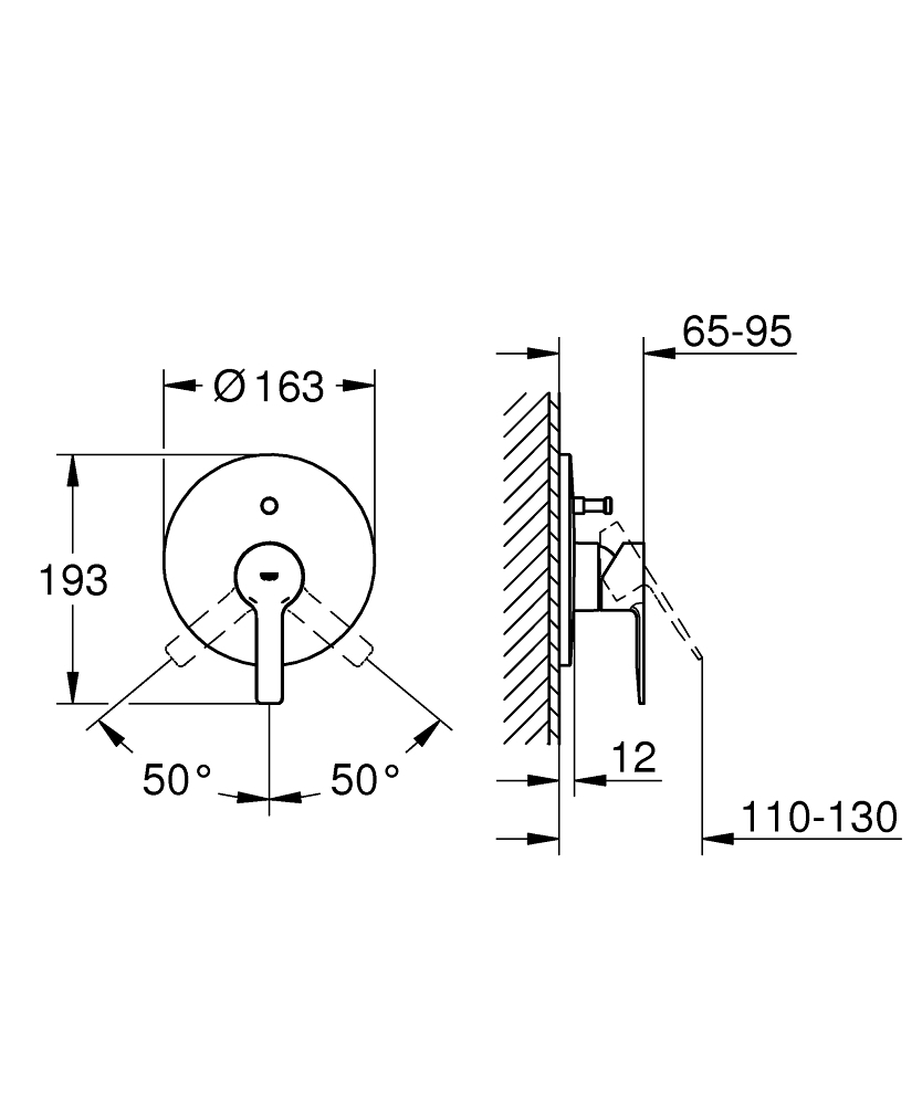 Grohe Lineare 19297001 Габаритні розміри