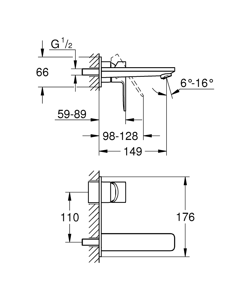 Grohe Lineare 19409001 Габаритные размеры