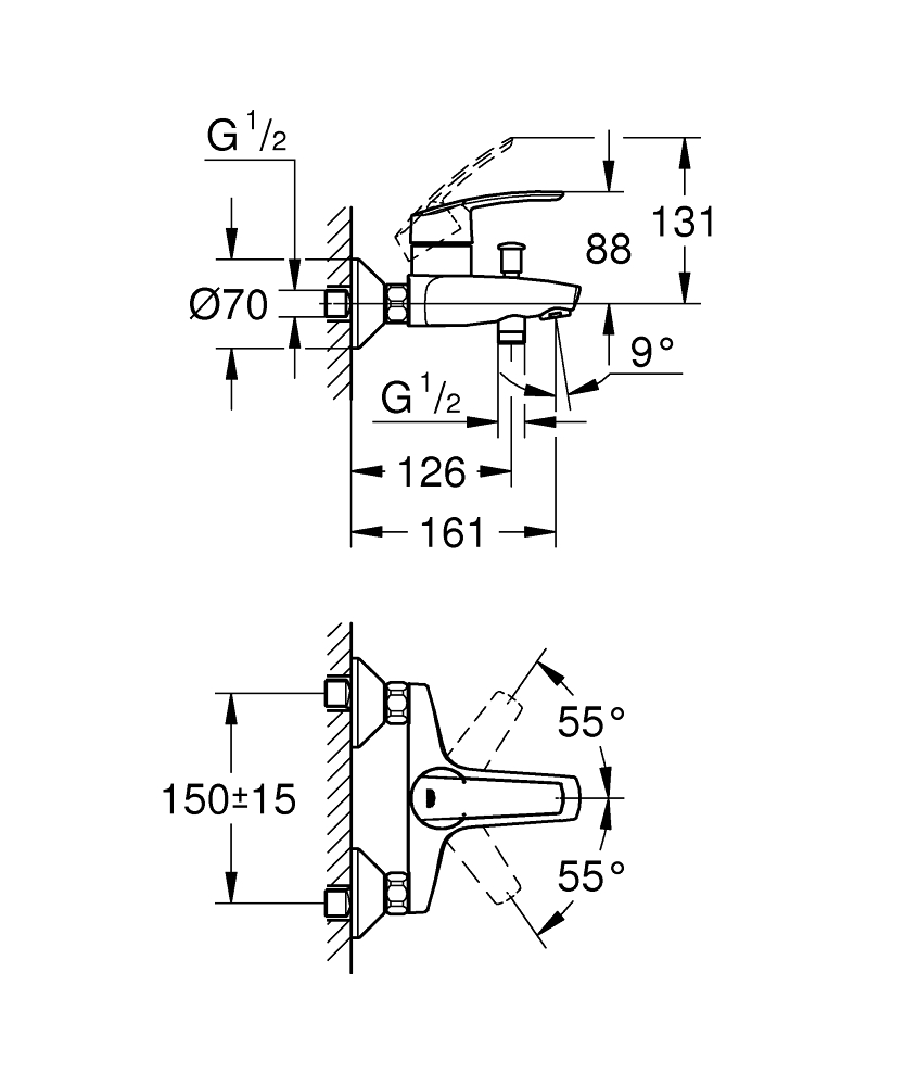 Grohe Start 32278000 Габаритные размеры