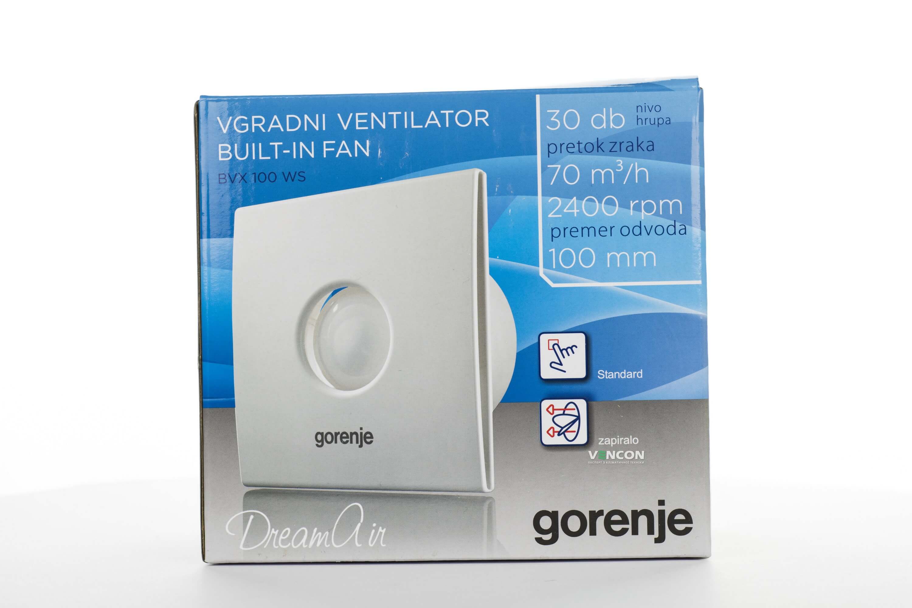 Вытяжной вентилятор Gorenje BVX100WS цена 799.00 грн - фотография 2