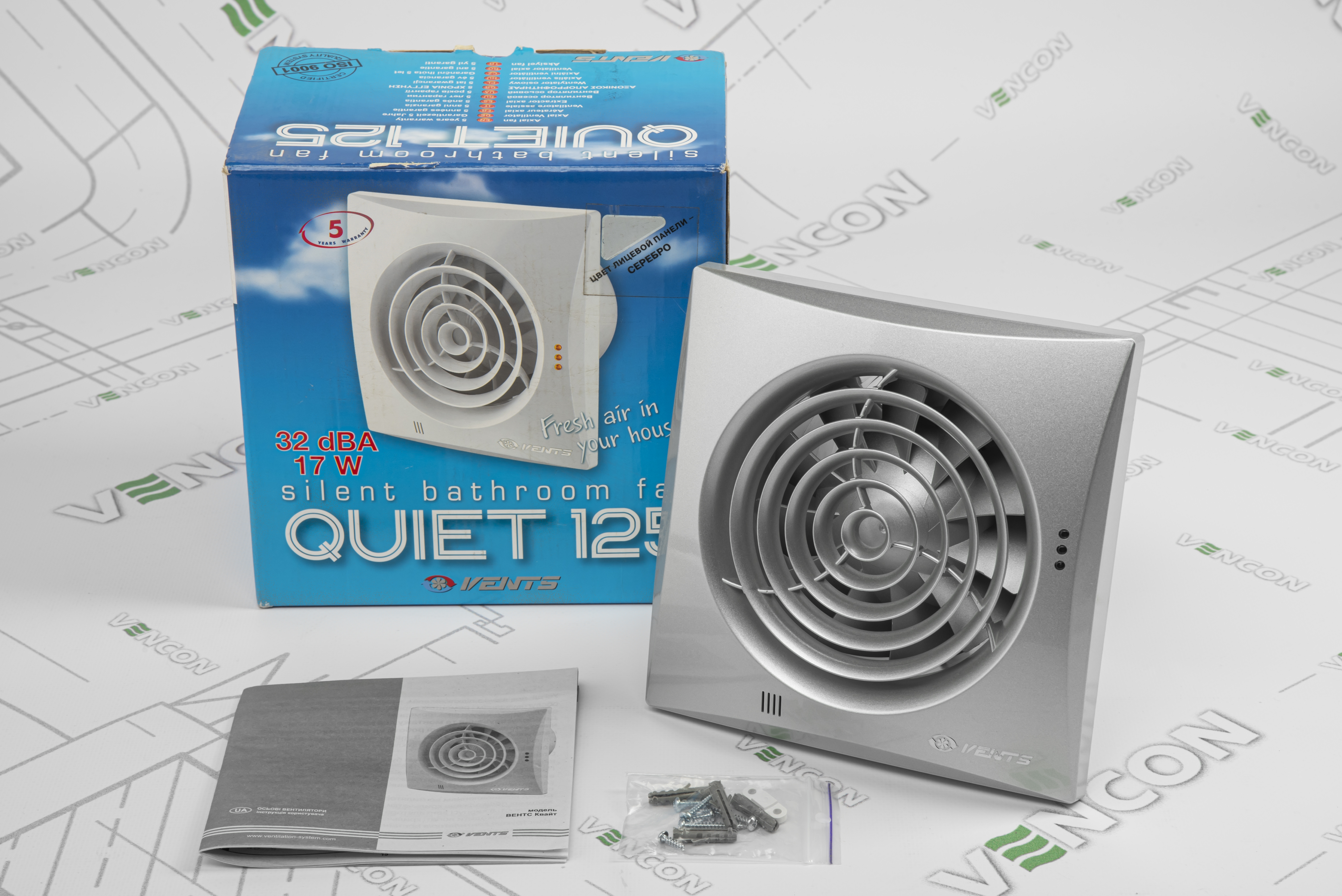 Вытяжной вентилятор Вентс 125 Квайт Алюминий лакированный характеристики - фотография 7
