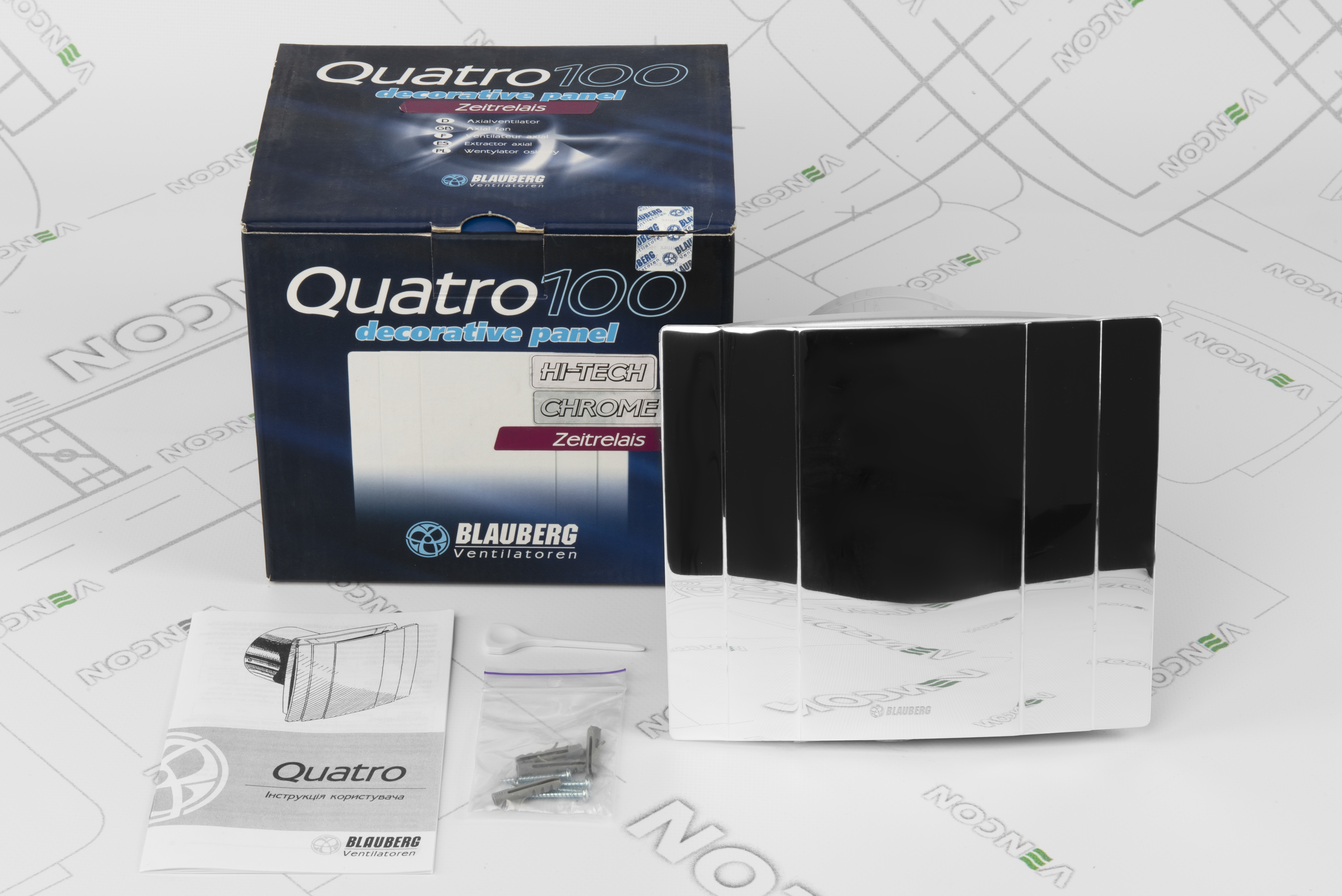 Витяжний вентилятор Blauberg Quatro Hi-Tech Chrome 100 T огляд - фото 8