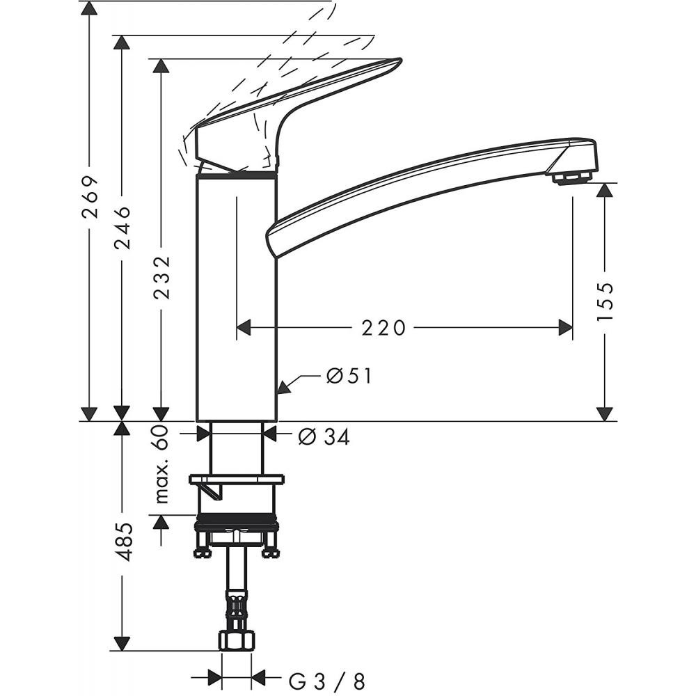 Hansgrohe MySport M 13861800 Габаритные размеры