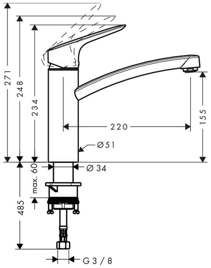 Hansgrohe MyCube M 13815000 Габаритні розміри