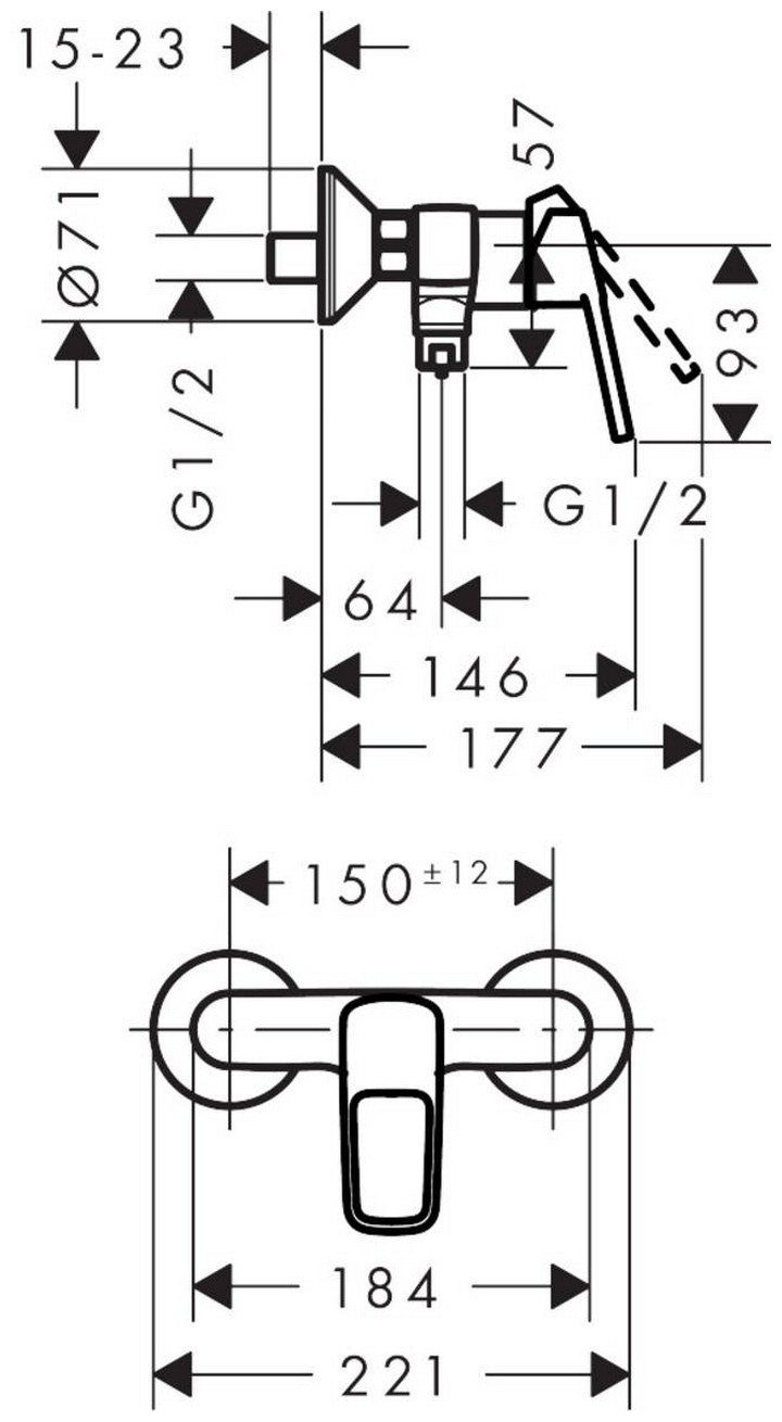 Hansgrohe Logis Loop 71247000 Габаритные размеры