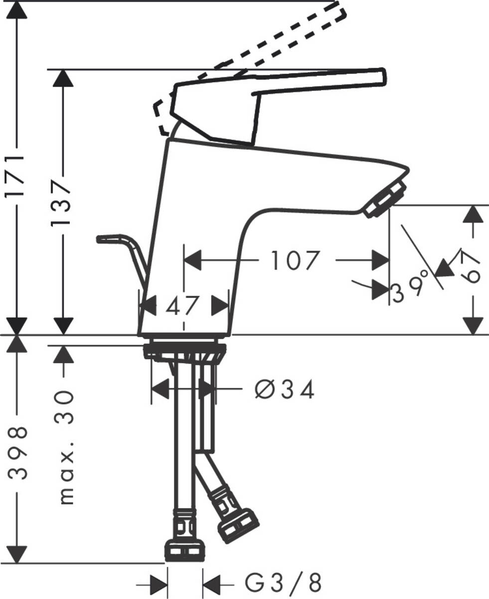 Hansgrohe Logis Loop 70 71150000 Габаритні розміри