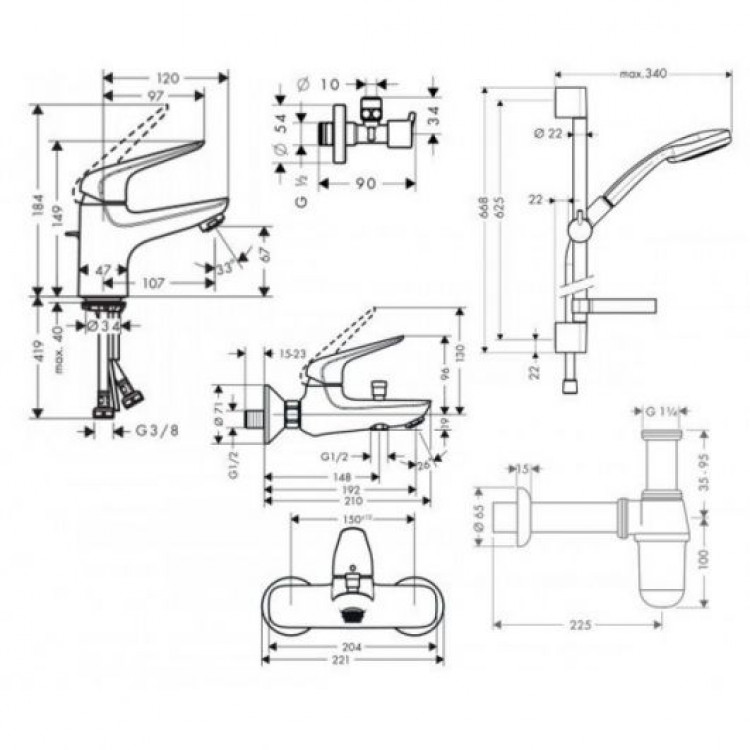 Hansgrohe Novus 70 710242775 Габаритні розміри