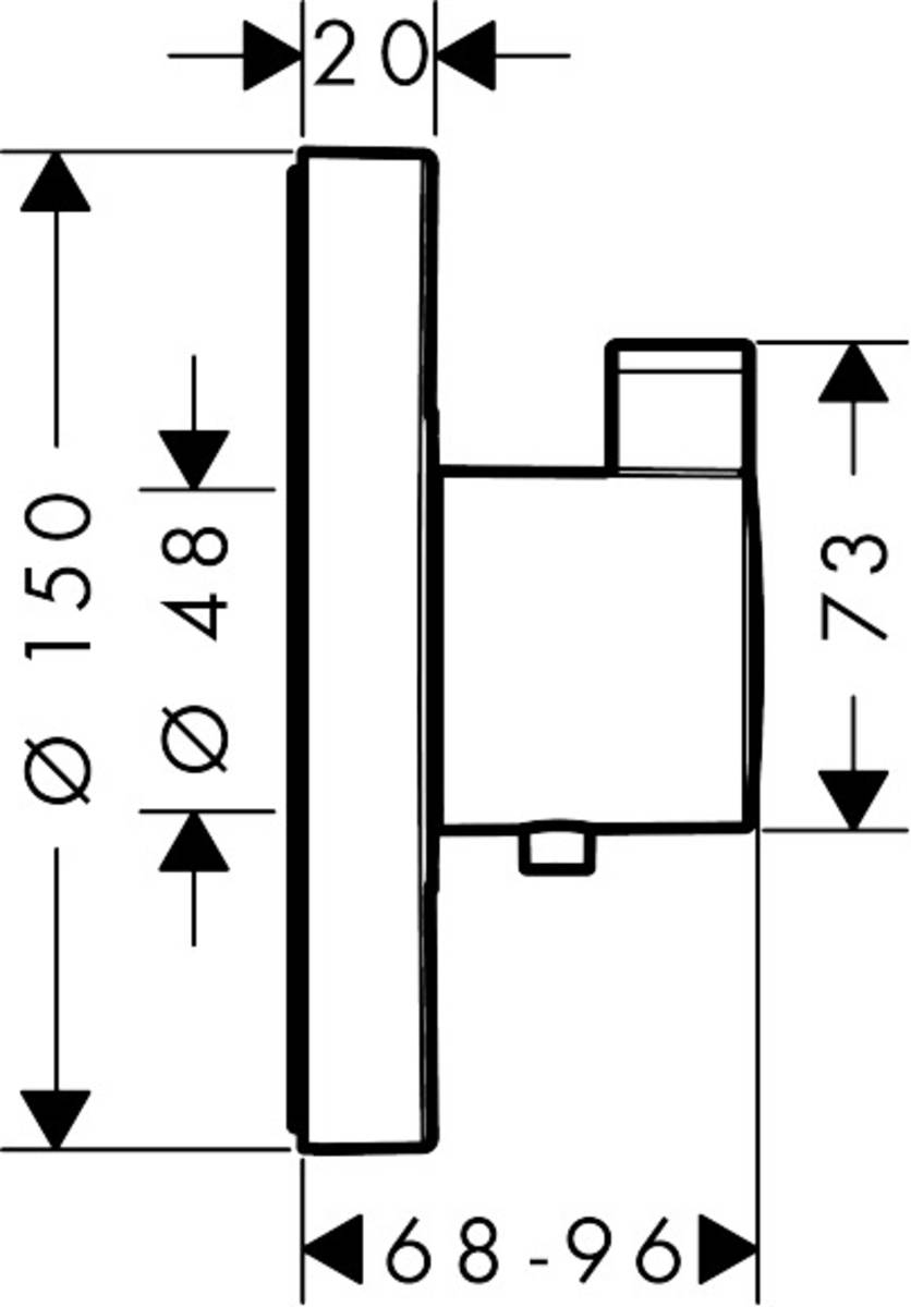 Hansgrohe ShowerSelect S 15741000 Габаритні розміри