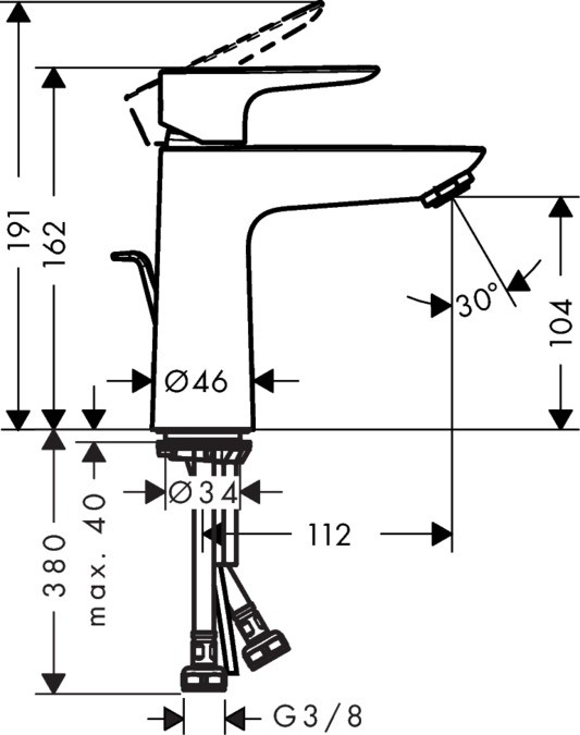 Hansgrohe Talis E 71710000 Габаритные размеры