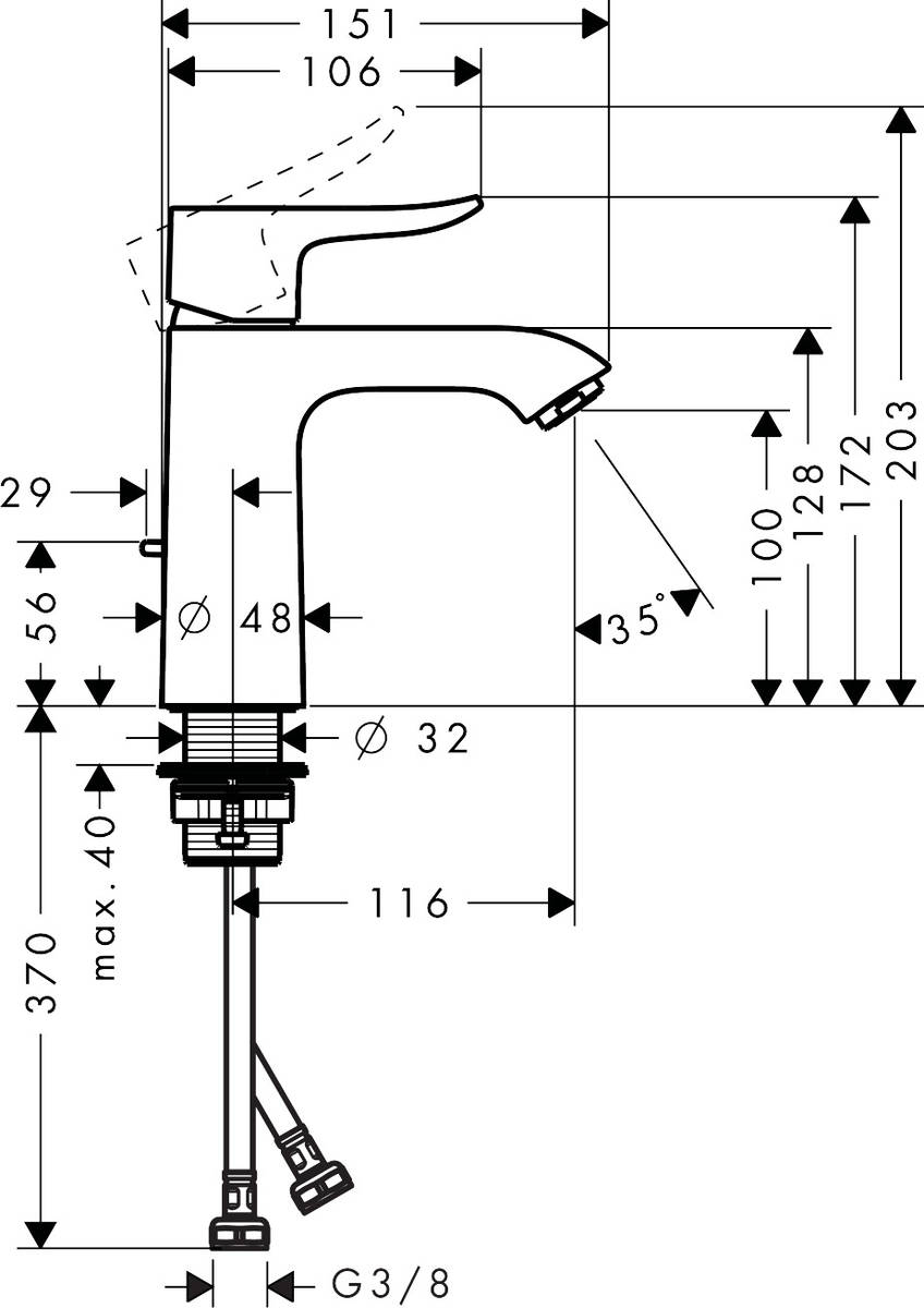 Hansgrohe Metris 31080000 Габаритные размеры