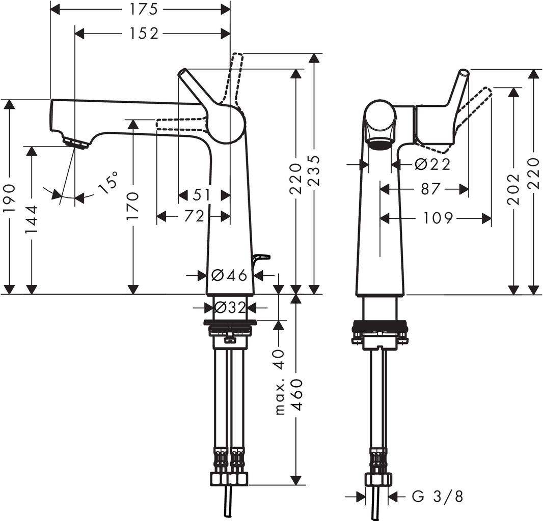 Hansgrohe Talis S 72113000 Габаритные размеры