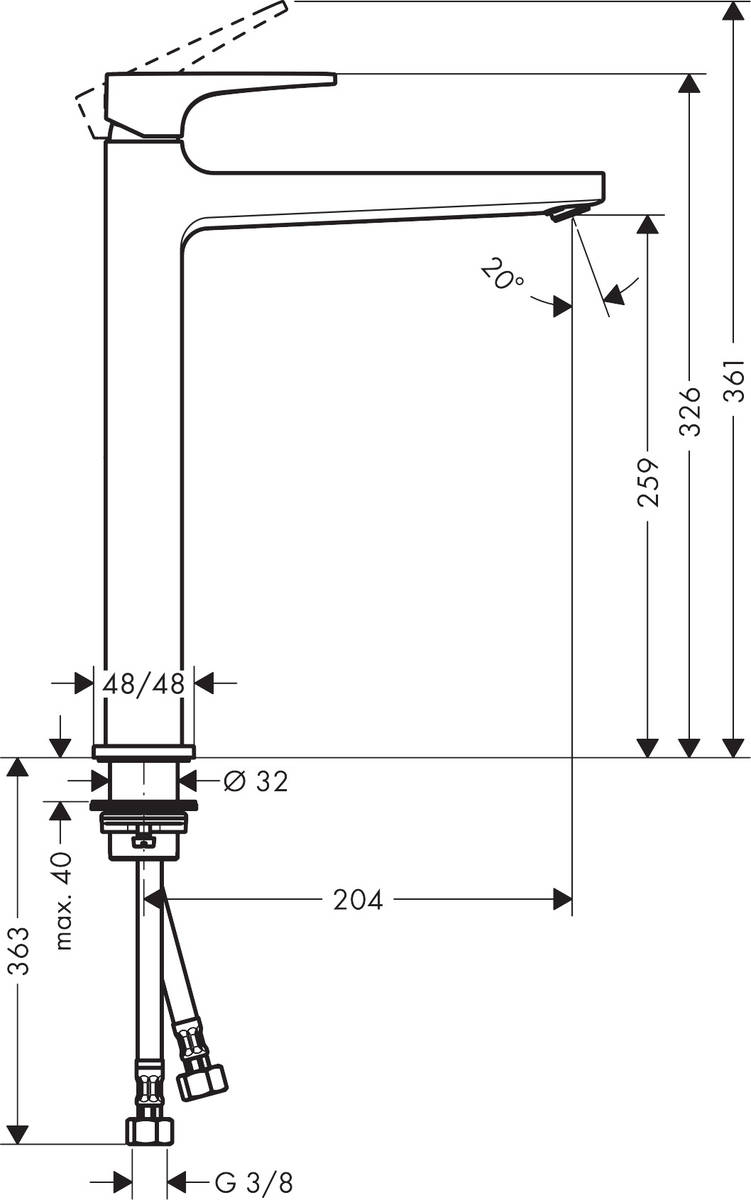 Hansgrohe Metropol 74512000 Габаритные размеры