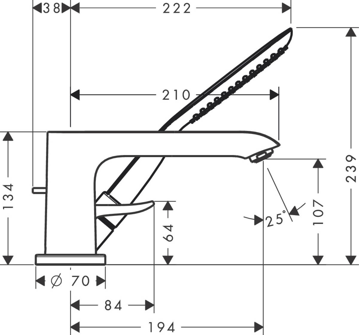 Hansgrohe Metris 31190000 Габаритные размеры